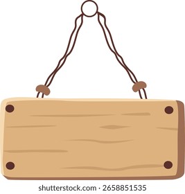 Basic wooden board hanging with rope. Great for signs, rustic messages, outdoor boards, or shop decorative signage.