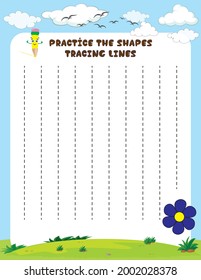 Basic writing practice for preschool and kindergarten kids to improve basic writing skills. To Draw simple lines printable worksheet for preschool and kindergarten kids.