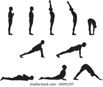 Basic Yoga Poses in Silhouette