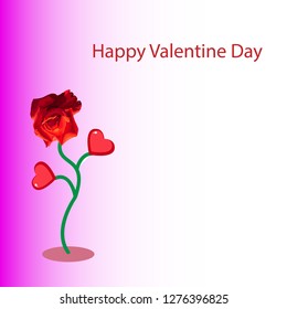Basical Rose and Hearts Illustration Vector for Valantine Day Greeting Card