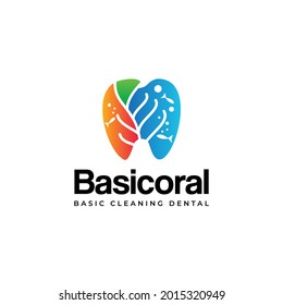 basicoral logo,  teeth design with scene coral vector
