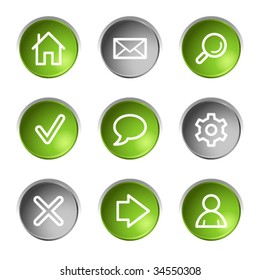 Basicweb icons, green and grey circle buttons series
