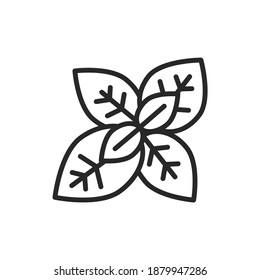 Basil black line icon. Spices product. Vector illustration
