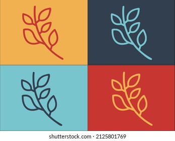 Basil Branch Logo Template, Simple Flat Icon of plant,branch,fresh
