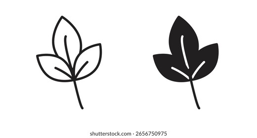 Basil icon symbol set in black. line and flat icons