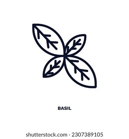 icono de basil. Icono de albahaca delgada de la colección de verduras y frutas. Vector de contorno aislado en fondo blanco. El símbolo basil modificable puede ser usado web y móvil