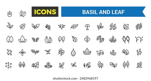 Basil icons set. Outline icons pack. Editable vector line icon set and illustration for web and UI application.