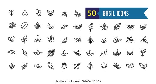 Basil icons set. Outline set of basil vector icons for ui design. Outline icon collection. Editable stroke.