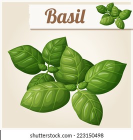 Basil leaves. Detailed Vector Icon. Series of food and drink and ingredients for cooking.