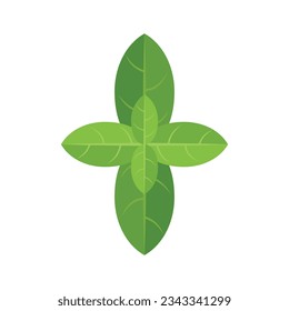 Basil leaves icon flat vector. Herb plant. Leaf spice isolated