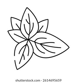 basil leaves line icon vector. basil leaves sign. isolated contour symbol black illustration