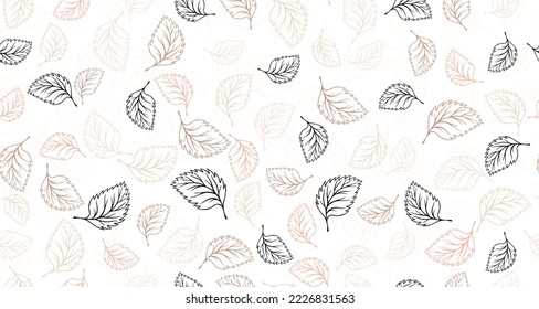 Basil hinterlässt Umrisse Vektorgrafik nahtlos Muster Grafikdesign. Blume, handgezeichnet Hintergrund. Grundstoff- oder Blattgewebe Frühlingsbiologisches Doodle hinterlässt ein kontinuierliches Muster. Botanisches Design.