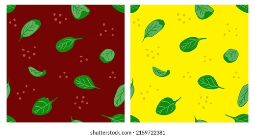 Basil Leaves Seamless Pattern Cartoon