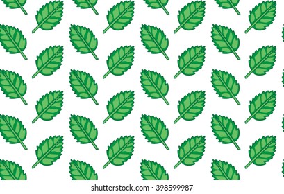 basil leaves seamless vector pattern