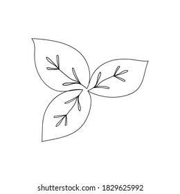 Basil leaves spice outline vector icon continuous line isolated on white background. Herbs and spices for natural wellness