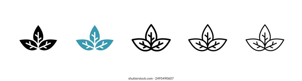 Basil line icon vector set.