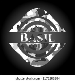 Basil on grey camo texture