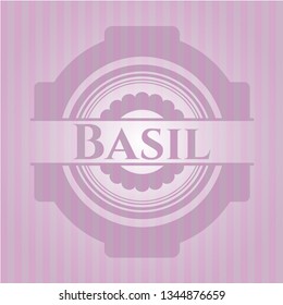 Basil pink emblem. Retro
