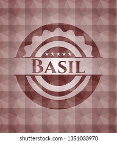 Basil red polygonal badge. Seamless.
