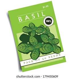 Basil seed packet EPS 10 vector, grouped for easy editing. No open shapes or paths.