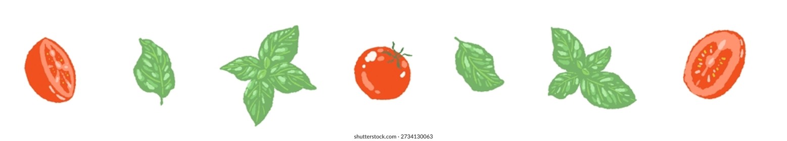 Divisor de línea de albahaca y tomate (espaciado)