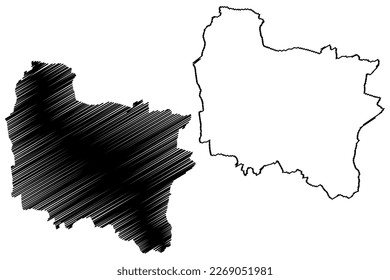 Basildon Non-metropolitan district, Borough (United Kingdom of Great Britain and Northern Ireland, ceremonial county Essex, England) map vector illustration, scribble sketch map