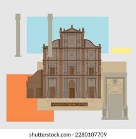 Basilica of Bom Jesus - Goa - Stock Illustration as EPS 10 File 