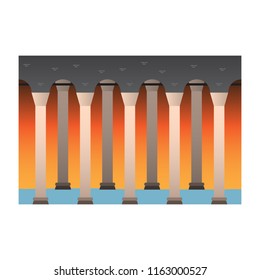 The Basilica Cistern, Istanbul Turkey Concept Vector Illustration