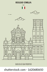 Basilica Di San Prospero in Reggio Emilia, Italy. Landmark icon in linear style