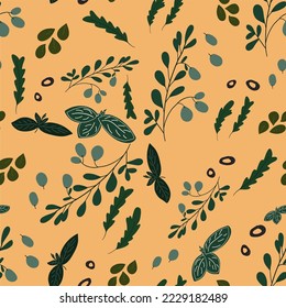 Basilica herbs Italian Vintage seamless pattern