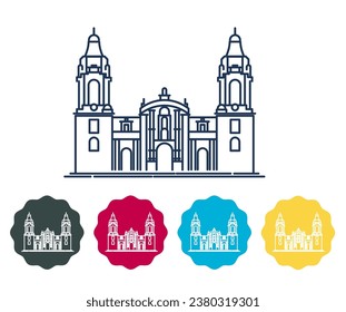 The Basilica Metropolitan Cathedral of Lima and Primate of Peru - Stock Illustration as EPS 10 File