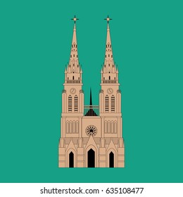 Basilica of Our Lady of Lujan Argentina. Vector illustration