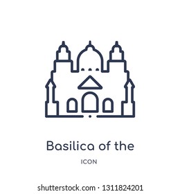 basilica of the sac heart icon from monuments outline collection. Thin line basilica of the sac heart icon isolated on white background.