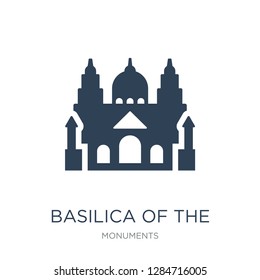 basilica of the sac heart icon vector on white background, basilica of the sac heart trendy filled icons from Monuments collection, basilica of the sac heart vector illustration