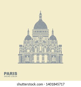 Basilica of the Sacre Coeur Paris. France monument landmark icon