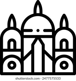 basilica of the sacred heart icon. Thin Linear Style Design Isolated On White Background