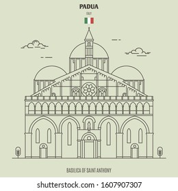 Basilica of Saint Anthony in Padua, Italy. Landmark icon in linear style