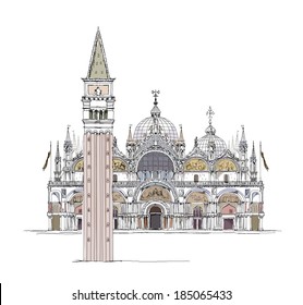 Basilica San Marco, mail square, Venice sketch collection