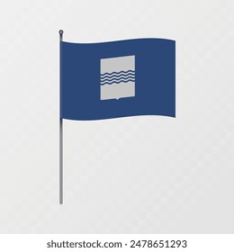 Basilicata region flag on flagpole. Vector illustration.