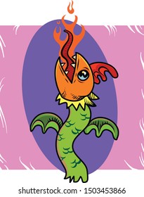 A Basilisk creature in Cartoon style. Vector illustration