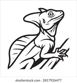 Basilisk lizard perched on branch illustration with basilisk, wildlife