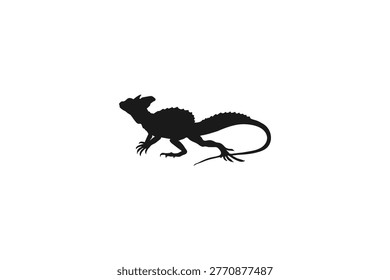 Basilisk lizard silhouette with long tail and crest