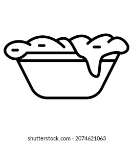 A basin with foam and soap solution. Washing and cleaning of clothes and underwear. Laundry services. Cleanliness service. Vector icon, outline, isolated. Editable stroke.