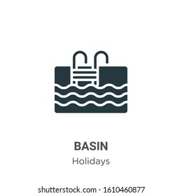Basin glyph icon vector on white background. Flat vector basin icon symbol sign from modern holidays collection for mobile concept and web apps design.