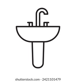 Basin icon. Line vector icon on white background. High quality design element. Editable linear style stroke. Vector icon