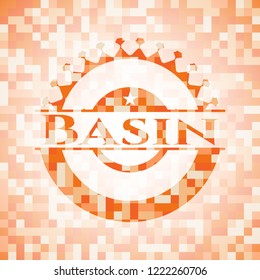 Basin orange mosaic emblem with background
