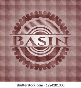 Basin red seamless geometric emblem.