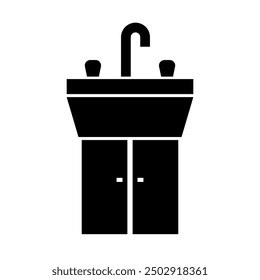 Basin silhouette icon. Wash basin silhouette icon. Vector.