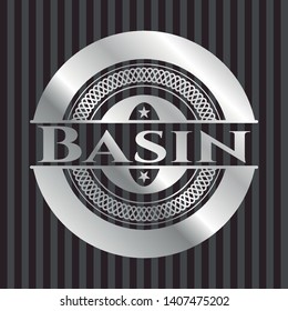 Basin silvery emblem or badge. Vector Illustration. Mosaic.