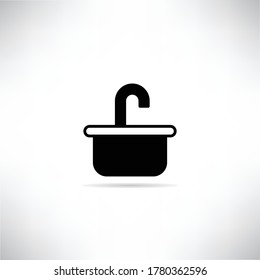 basin, sink icon with shadow on gray background vector